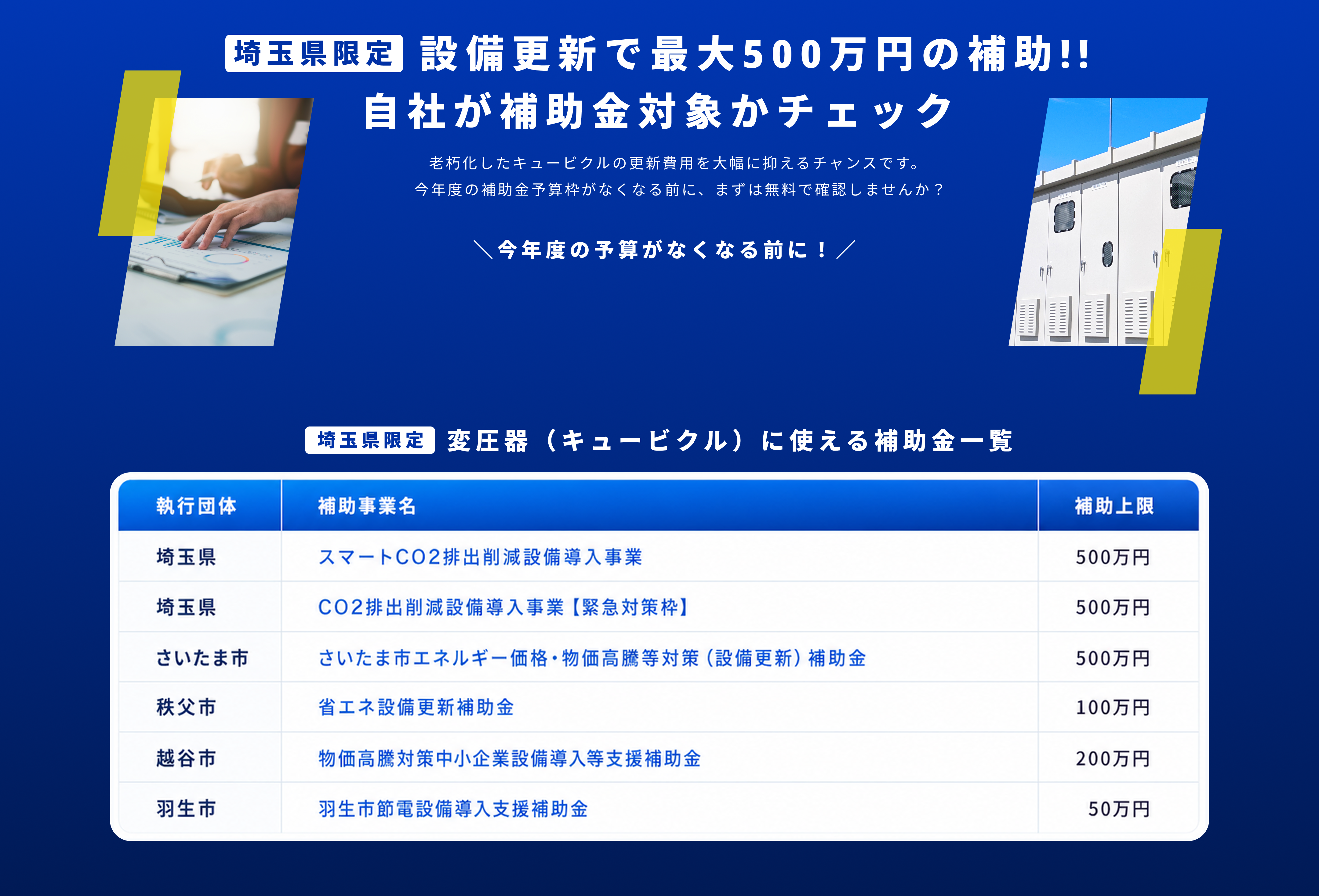 料金目安・補助金一覧
